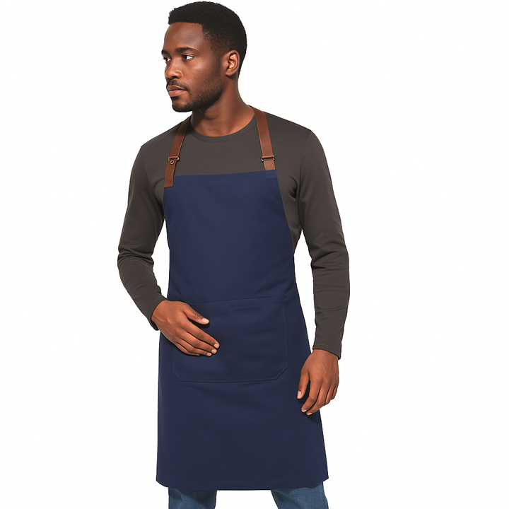 Navy Blue Canvas Cotton Adjustable Apron with Vintage Finish by TOPTEX | MANELLI | Navy blue