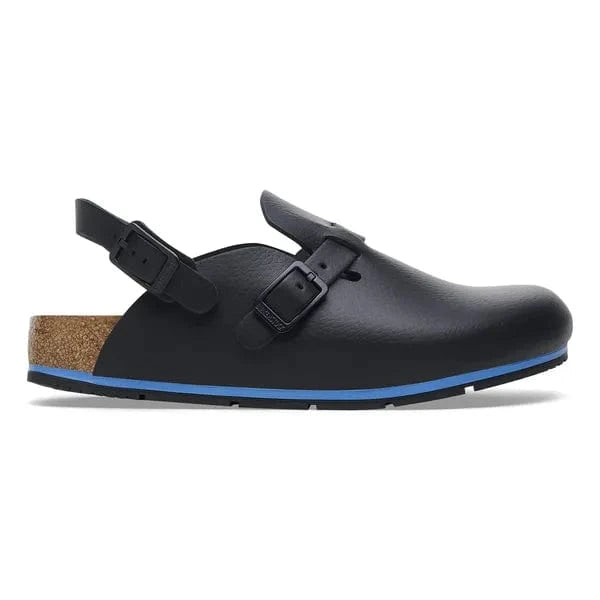 Birkenstock Kitchen Shoes Kay Black Leather Work Clog - BIRKENSTOCK | MANELLI | Side view