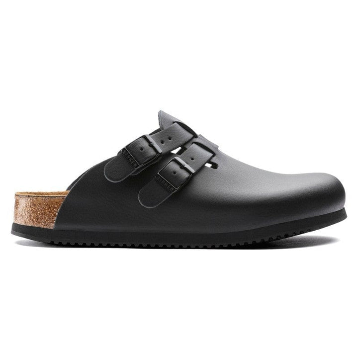 Professional Black Natural Leather Work Clogs with Strap - KAY SL - BIRKENSTOCK - Non-Slip Chef Shoes by Birkenstock | MANELLI