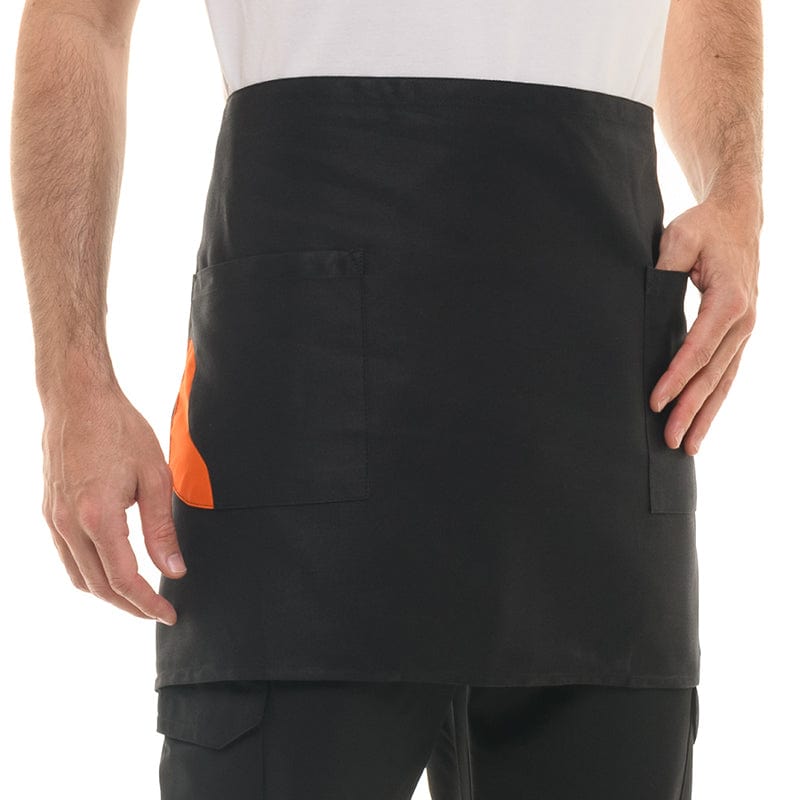 Black Two-tone Short Apron with Orange Pocket - MANELLI - by Manelli | MANELLI``