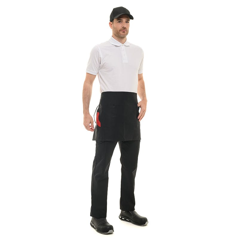 Black Two-tone Short Apron with Red Pocket - MANELLI - by Manelli | MANELLI``