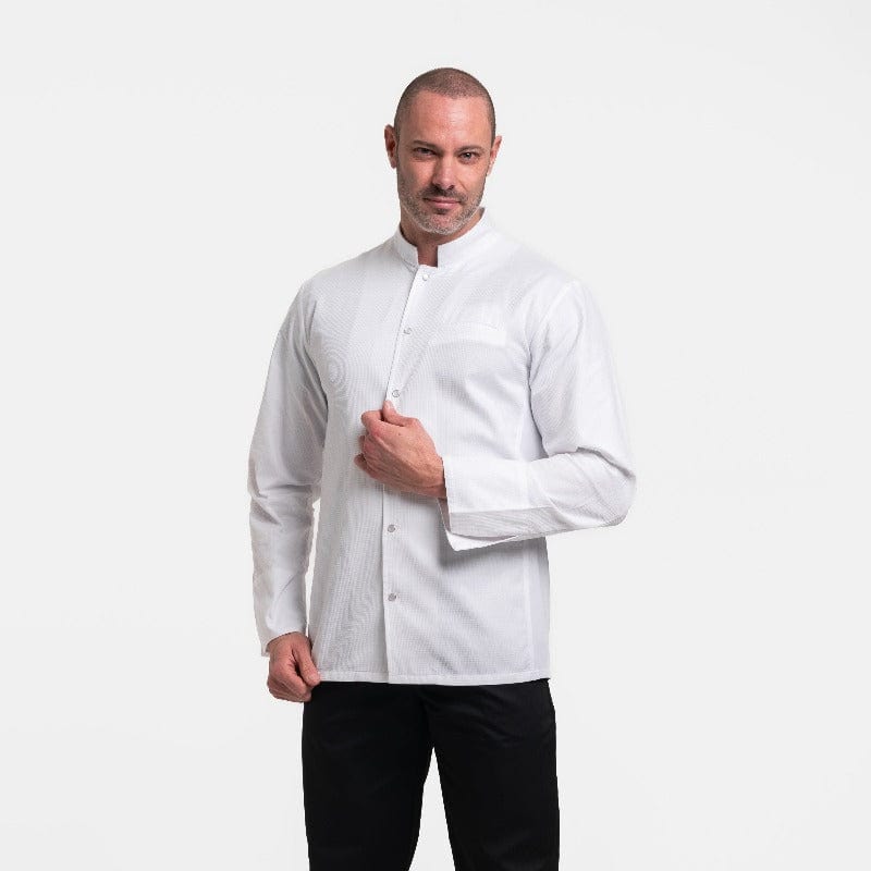 Men's Embossed Long Sleeve White Chef's Coat - MANELLI - by Manelli | MANELLI``