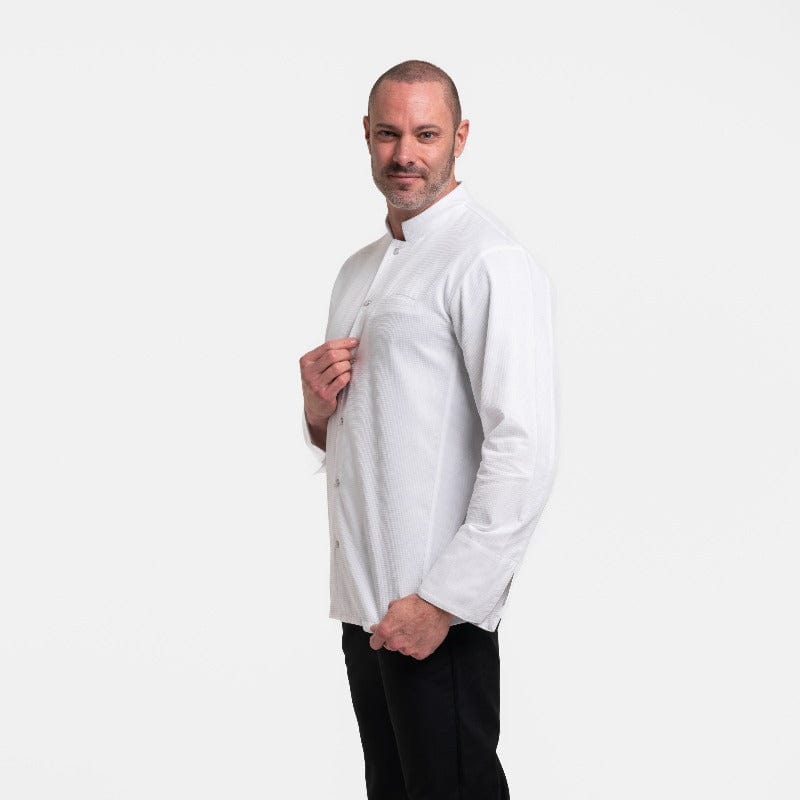 Men's Embossed Long Sleeve White Chef's Coat - MANELLI - by Manelli | MANELLI``