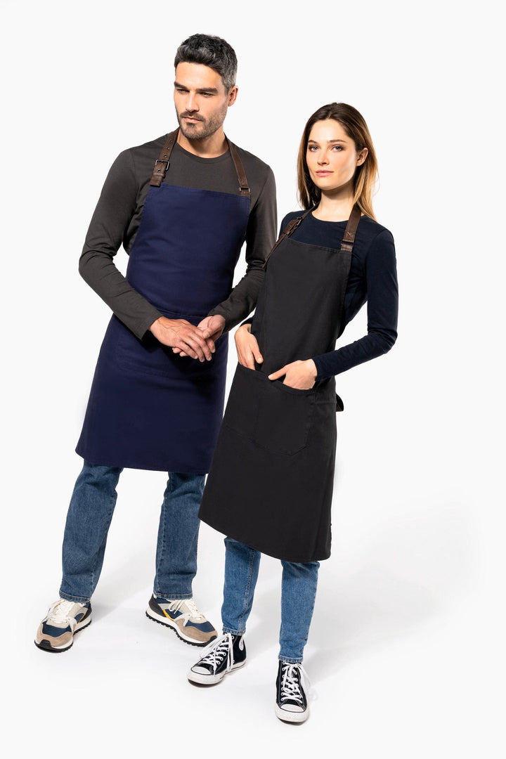 Navy Blue and Brown Canvas Cotton Adjustable Apron with Vintage Finish by TOPTEX | MANELLI | Unisex Apron