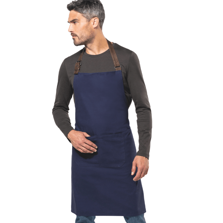 Navy Blue Canvas Cotton Adjustable Apron with Vintage Finish by TOPTEX | MANELLI | Large pockets