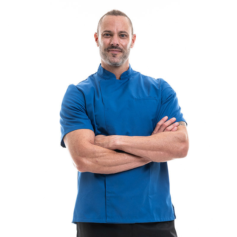 Men’s Short-Sleeved Chef Jacket Texas Royal Blue - MANELLI | MANELLI | Royal Blue