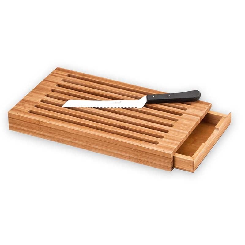 Bread Board with Crumb Catcher and Bread Knife - Deglon - by Deglon | MANELLI``
