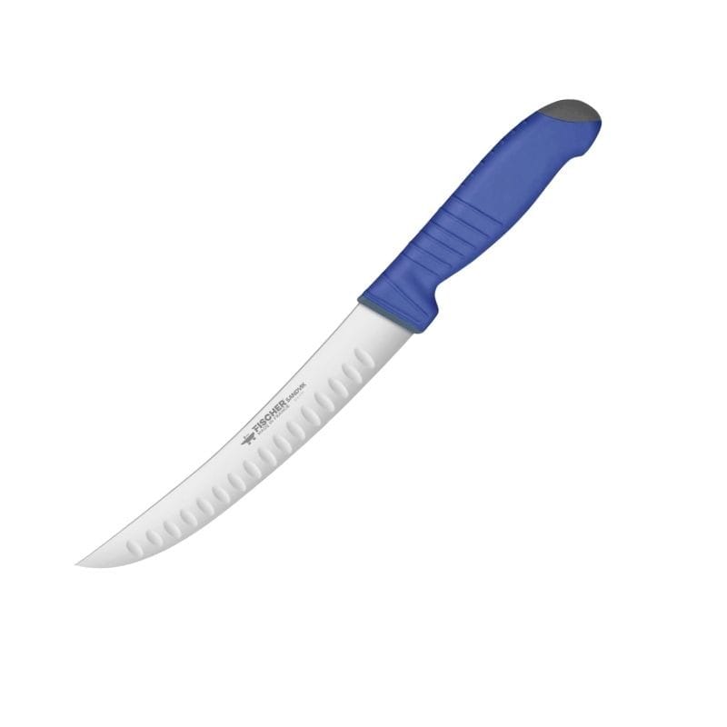 Blue Bi-Material Handle Curved Hollow-Edge Paring Knife - FISCHER - by Fischer Bargoin | MANELLI``