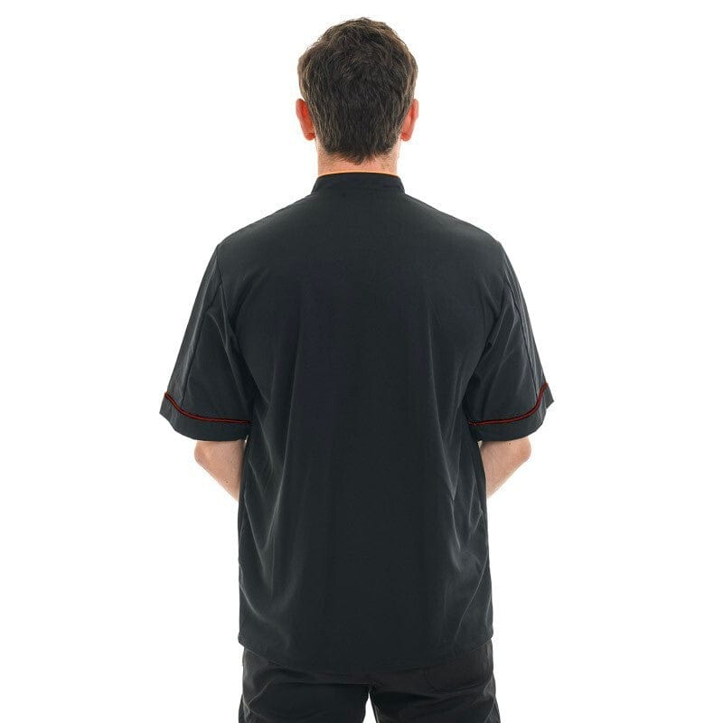 Breathable Short Sleeve or Long Sleeve Chef Coat with Burgundy Piping - MANELLI - by Manelli | MANELLI``