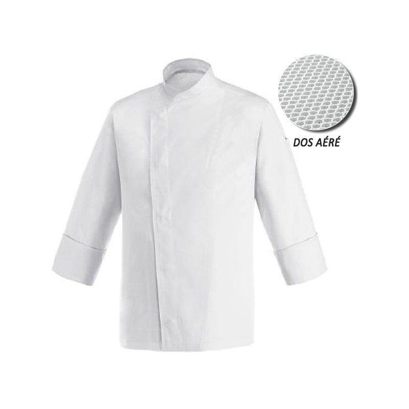 Large Size White Kitchen Coat with Ventilated Back - MANELLI -  by Manelli | MANELLI | Long sleeves