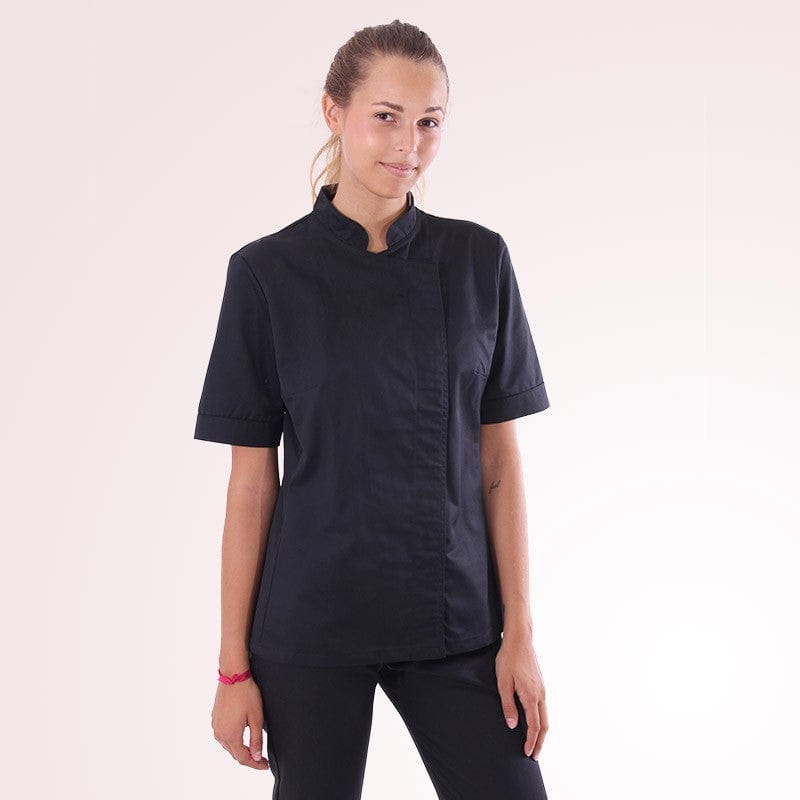 Women's Black Short Sleeve Kitchen Coat Large Size - MANELLI -  by Manelli | MANELLI``