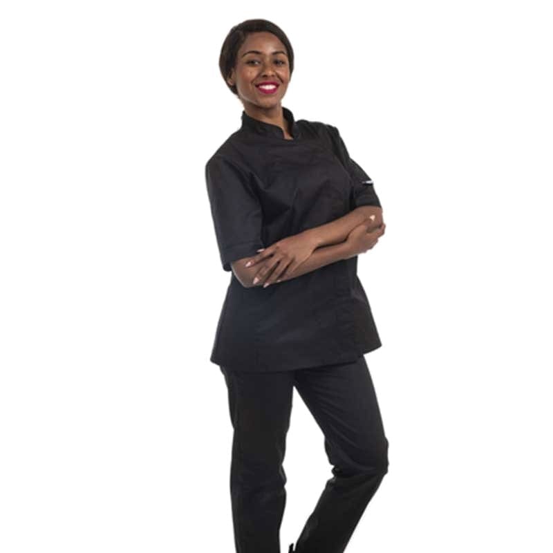 Women's Black Short Sleeve Kitchen Coat Large Size - MANELLI -  by Manelli | MANELLI``