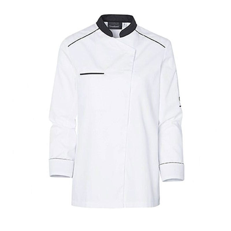 Néospirit White Kitchen Coat with Black Piping Women Long Sleeve - MOLINEL - by Molinel | MANELLI``
