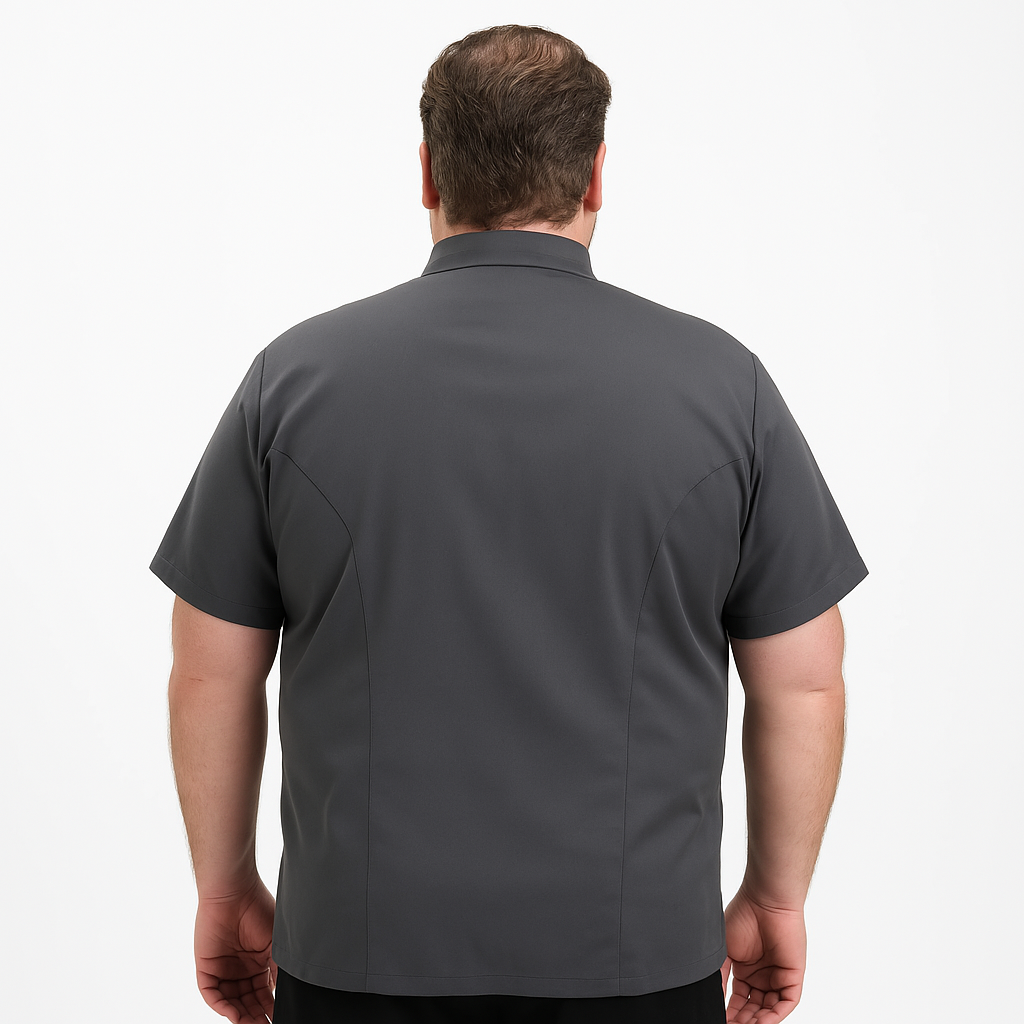 Men's Short Sleeve Gray Cooking Coat - MANELLI