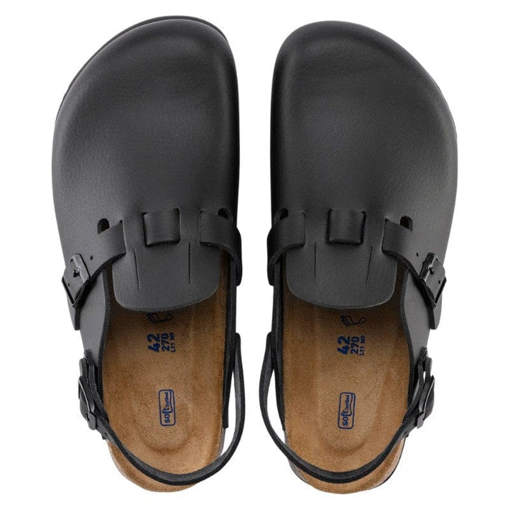 Professional Black Natural Leather Work Clogs with Strap - KAY SL - BIRKENSTOCK - Non-Slip Chef Shoes by Birkenstock | MANELLI``