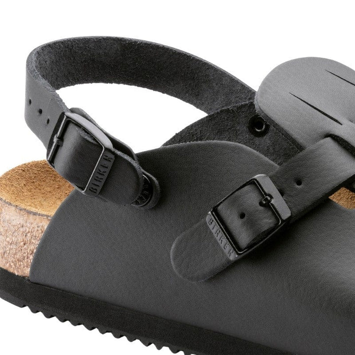 Professional Black Natural Leather Work Clogs with Strap - KAY SL - BIRKENSTOCK - Non-Slip Chef Shoes by Birkenstock | MANELLI``