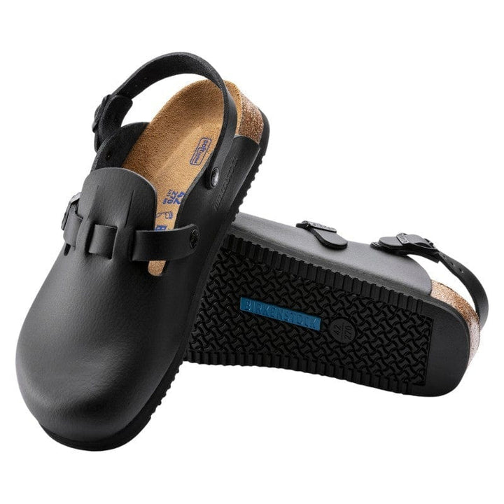 Professional Black Natural Leather Work Clogs with Strap - KAY SL - BIRKENSTOCK - Non-Slip Chef Shoes by Birkenstock | MANELLI``