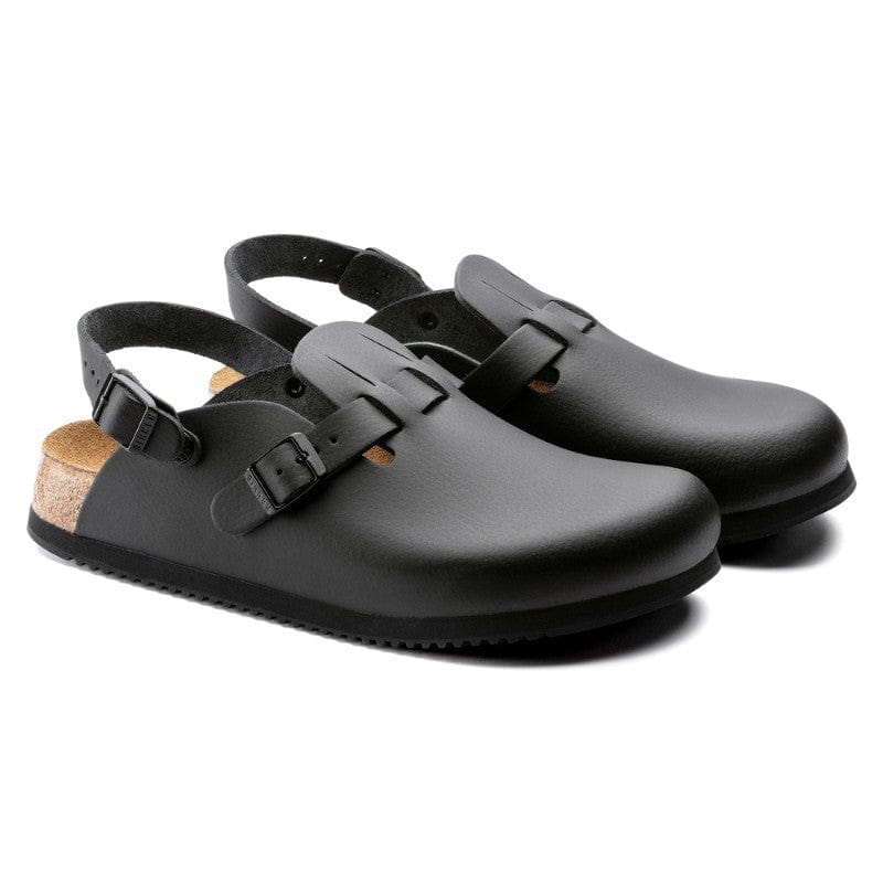 Professional Black Natural Leather Work Clogs with Strap - KAY SL - BIRKENSTOCK - Non-Slip Chef Shoes by Birkenstock | MANELLI``