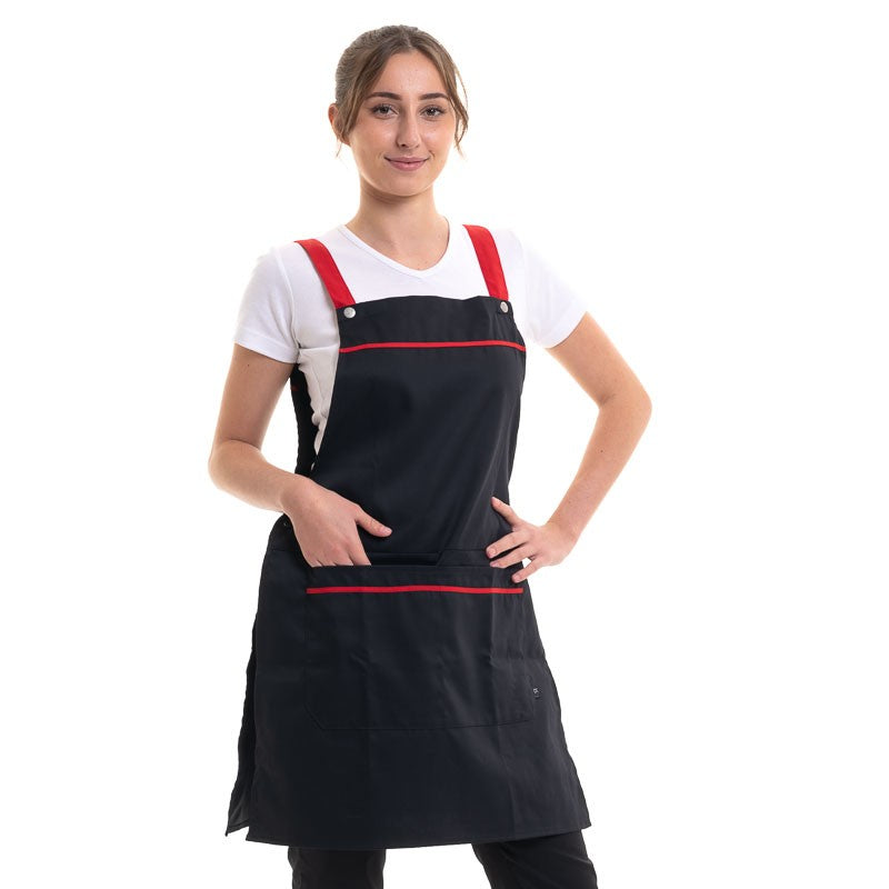 EZAC Black an Red Kitchen Chasuble - ROBUR -  by Robur | MANELLI |  Black and Red Apron for Women
