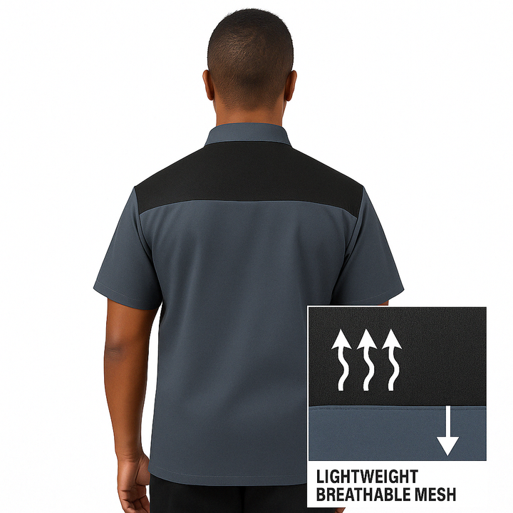 GRAY Short Sleeve Kitchen Coat Breathable - MANELLI
