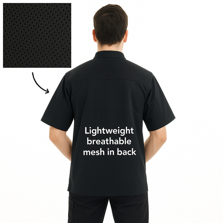 Black Short Sleeve or Long Sleeve Chef Coat with Ventilated Back - MANELLI