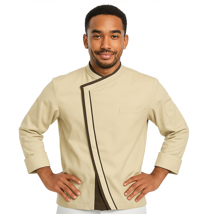 Men's Long Sleeve Beige Kitchen Coat Mint - LAFONT