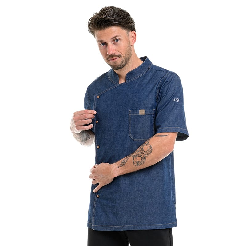 BIEVRE Short Sleeve Denim Kitchen Coat - LAFONT -  by Lafont - Cuisine | MANELLI``