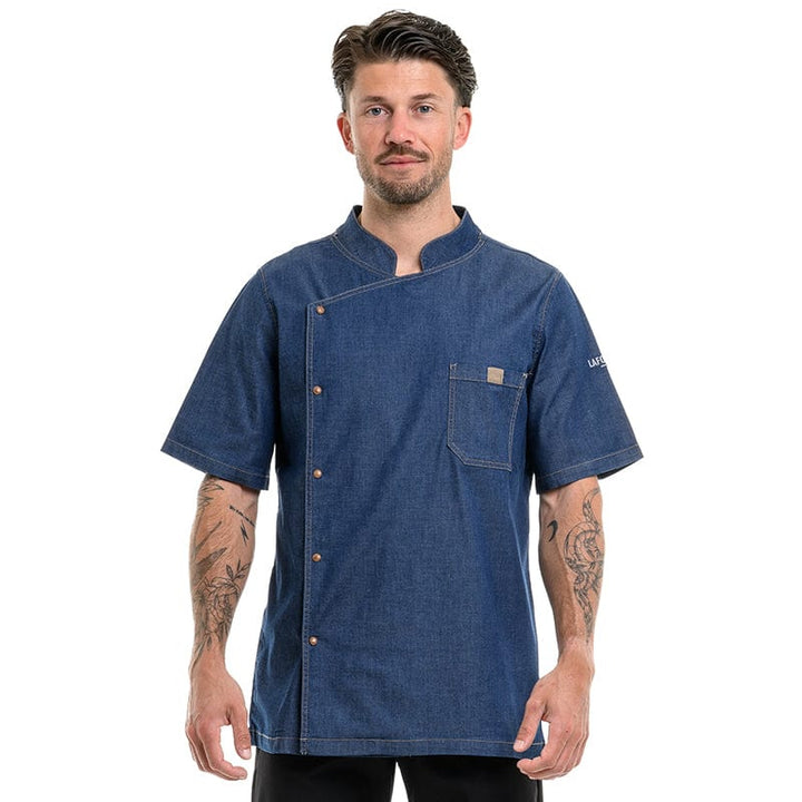 BIEVRE Short Sleeve Denim Kitchen Coat - LAFONT -  by Lafont - Cuisine | MANELLI``