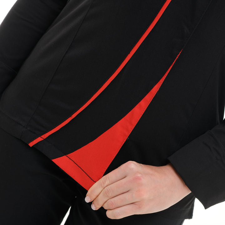 Saffron Women's Kitchen Coat Long Sleeve Black with Red Piping - LAFONT -  by Lafont - Cuisine | MANELLI``