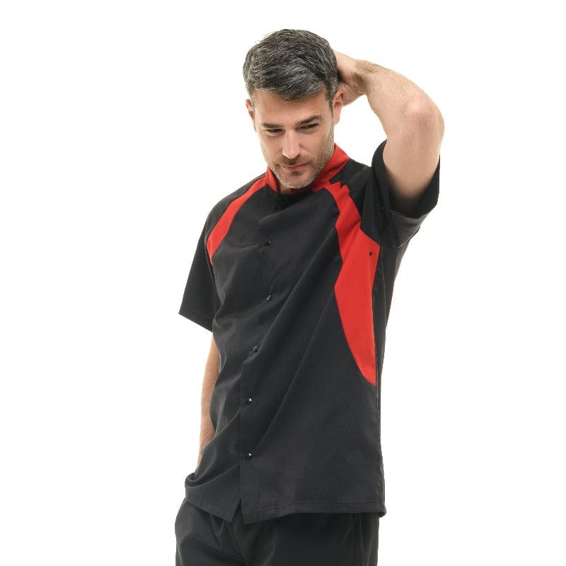 Black and Red Duo Chef Coat - MANELLI -  by Manelli | MANELLI``