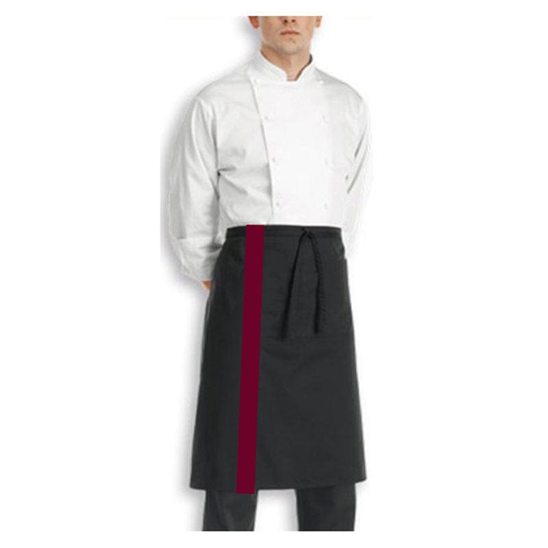 Black Apron with Burgundy Stripe 27.56 inch - MANELLI -  by Manelli | MANELLI``