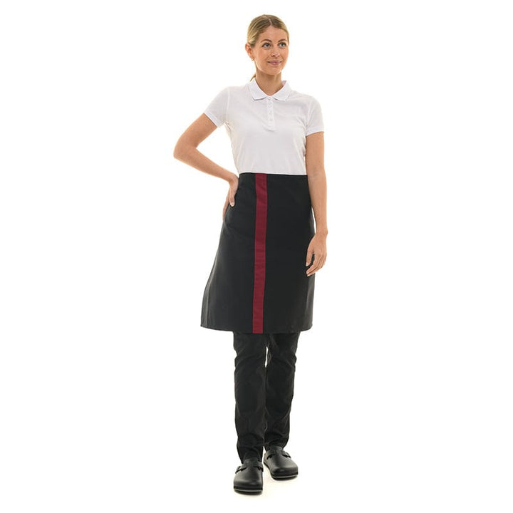 Black Apron with Burgundy Stripe 27.56 inch - MANELLI -  by Manelli | MANELLI``