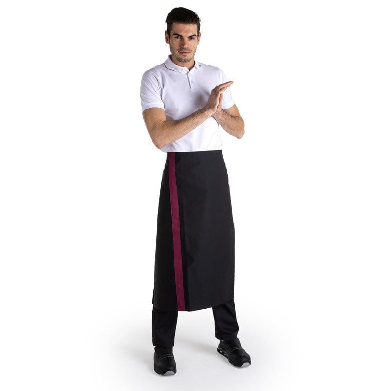 Black Apron with Burgundy Stripe 35.43 inch - MANELLI -  by Manelli | MANELLI``