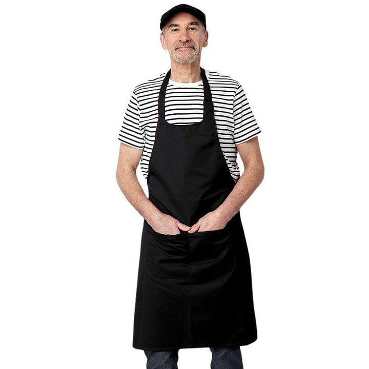 Black Apron With Double Pocket Bib Cotton - MANELLI -  by Manelli | MANELLI``