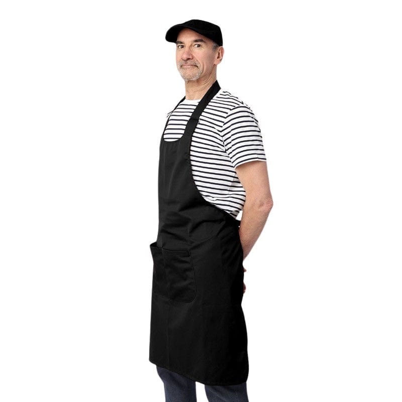 Black Apron With Double Pocket Bib Cotton - MANELLI -  by Manelli | MANELLI``