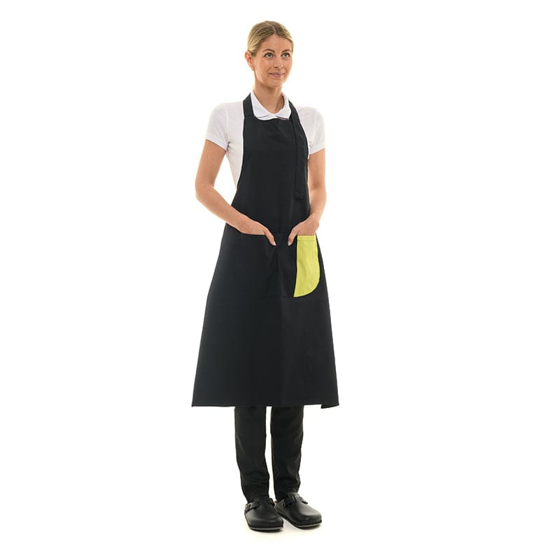 Black Bib Apron with Lime Band - MANELLI -  by Manelli | MANELLI``