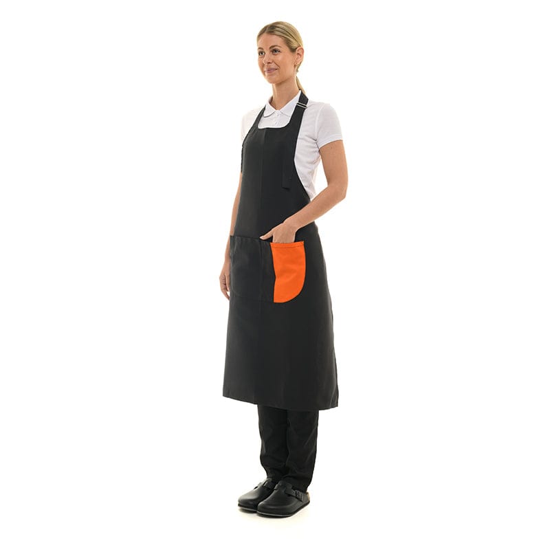 Black Bib Apron With Orange Band - MANELLI -  by Manelli | MANELLI``