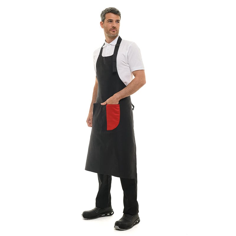 Black Bib Apron With Red Band - MANELLI -  by Manelli | MANELLI``