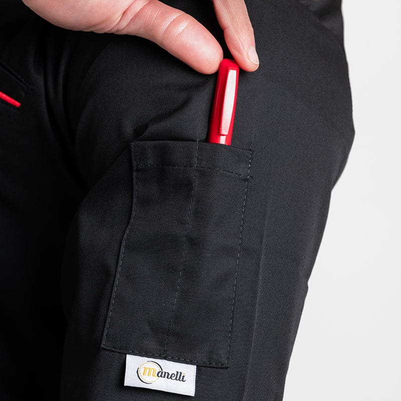 Black Long Sleeve Chef Coat with Long Red Piping - MANELLI -  by Manelli | MANELLI``