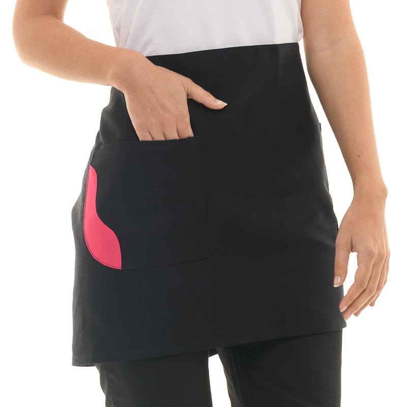 Black Two-tone Short Apron with Fuschia Pocket - MANELLI -  by Manelli | MANELLI``