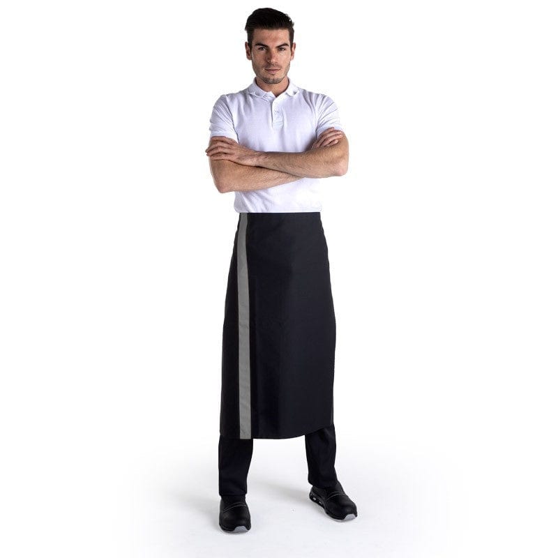 Black Waiter Apron with Gray Stripes - MANELLI -  by Manelli | MANELLI``