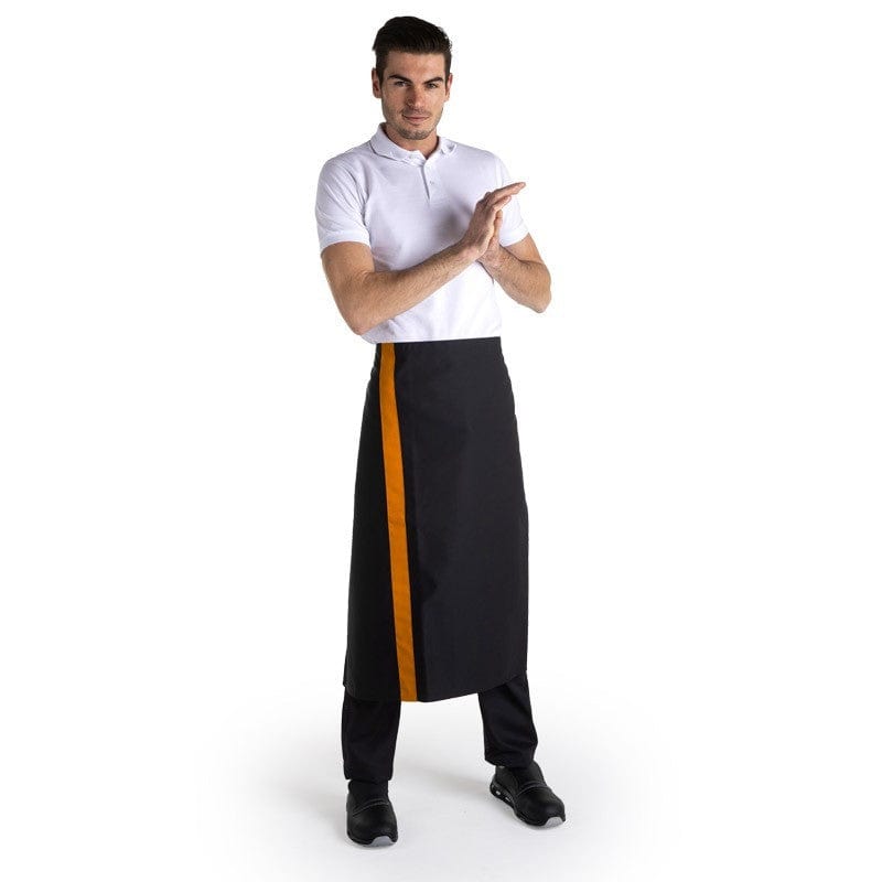 Black Waiter Apron with Orange Stripes - MANELLI -  by Manelli | MANELLI``