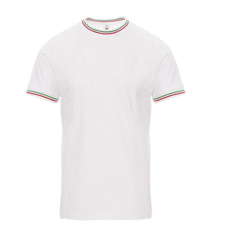 Men's White Cotton Work T-Shirt with Italian Tricolor Neckline - PAYPERWEAR - Men's Chef Coat by MANELLI | MANELLI``