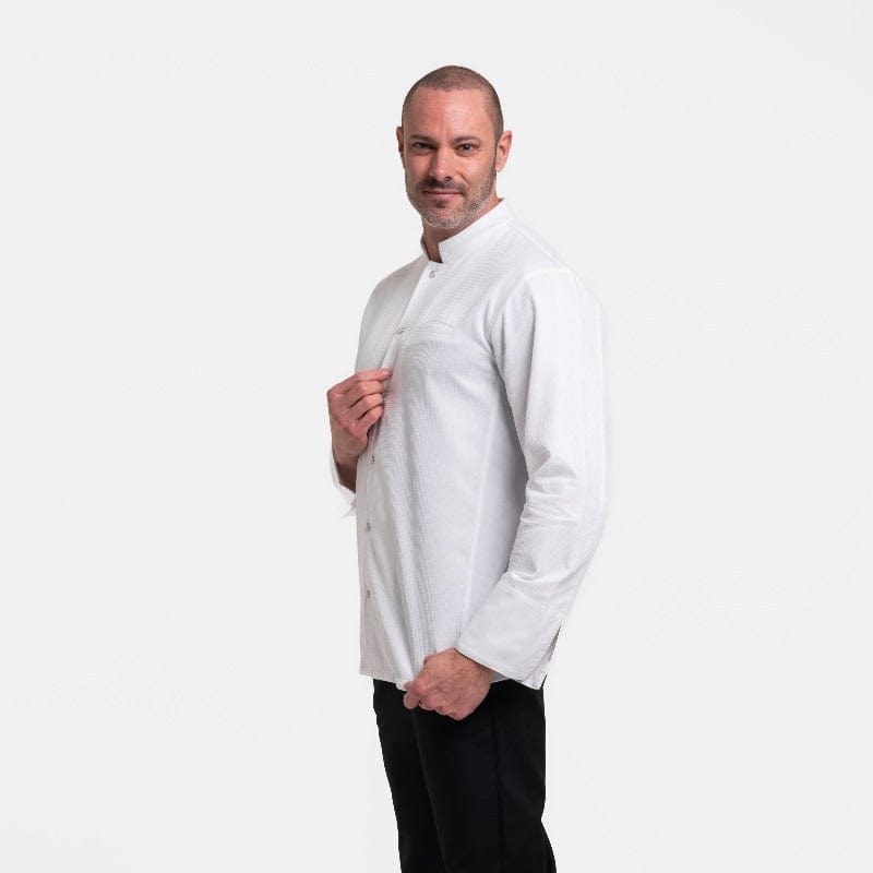 Men's Embossed Long Sleeve White Chef's Coat  - MANELLI -  by Manelli | MANELLI``