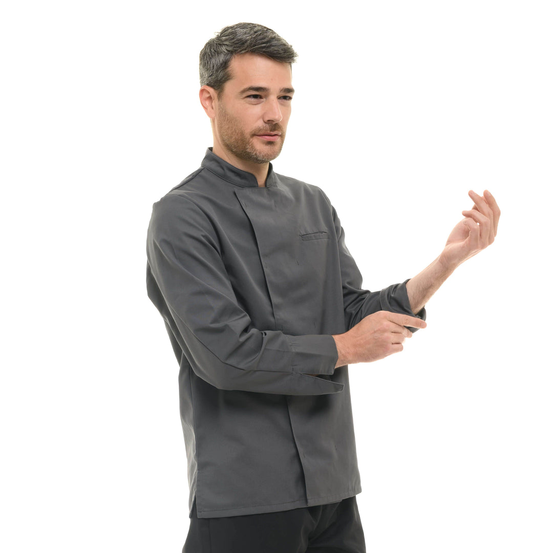 Men's Long Sleeve Gray Chef Coat  - MANELLI -  by Manelli | MANELLI``