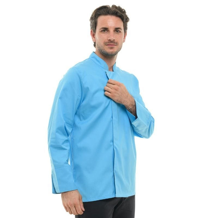 Men's Long Sleeve Turquoise Chef Coat - MANELLI -  by Manelli | MANELLI``