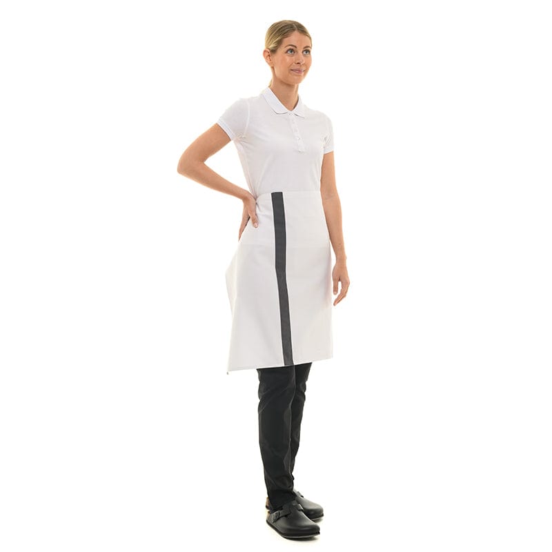 White 1/2 Chef Apron with Gray Stripe - MANELLI -  by Manelli | MANELLI``