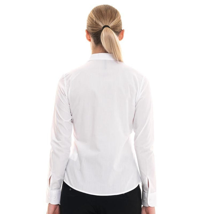 Women's White Mandarin Collar Long Sleeve Service Blouse - KARIBAN -  by MANELLI | MANELLI``