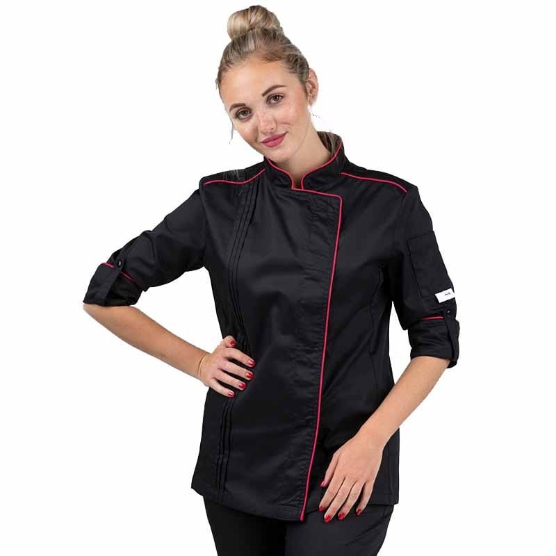 Orchestra Women's Black Kitchen Coat with Pink Edging - MANELLI -  by Manelli | MANELLI``