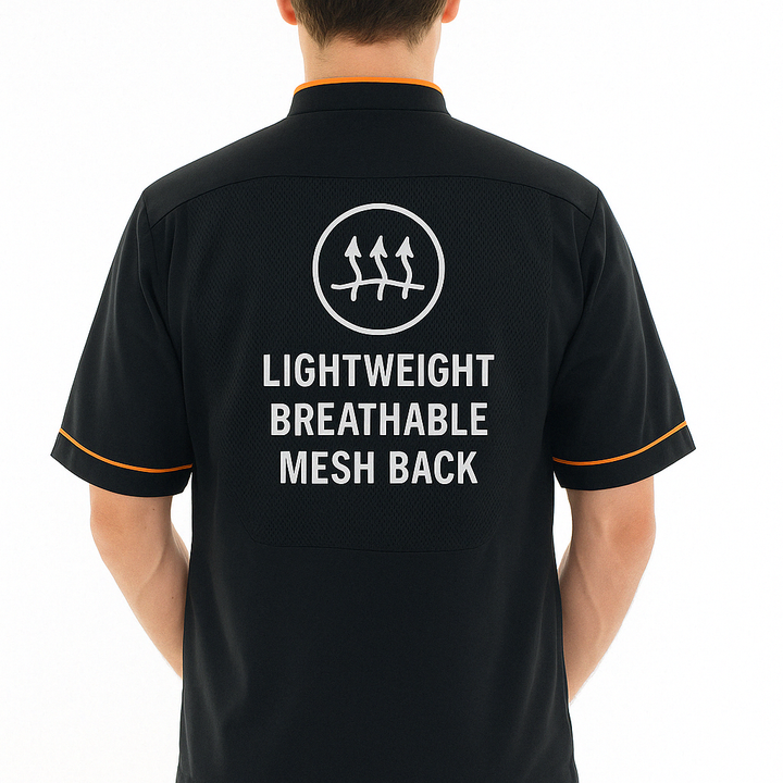 Breathable Short Sleeve or Long Sleeve Chef Coat with Orange Piping - MANELLI